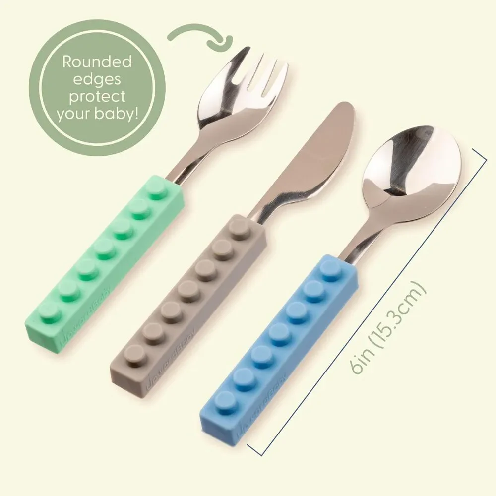 Toddler Silverware Set Interlocking 6 Piece Toddler Spoons&Forks Self-Feeding 2+